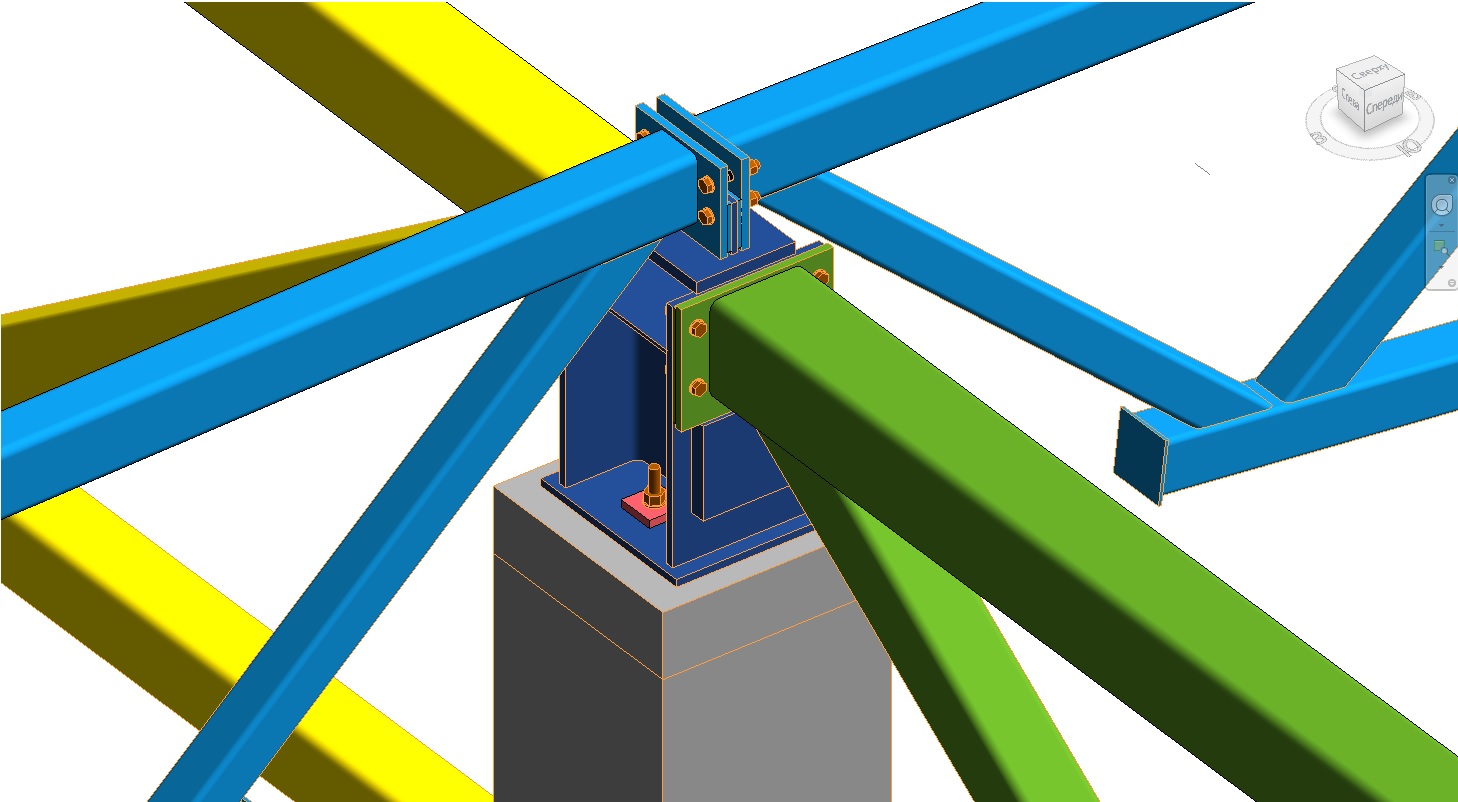 BIM-модель: стальной каркас производственного здания с коллизийной проверкой