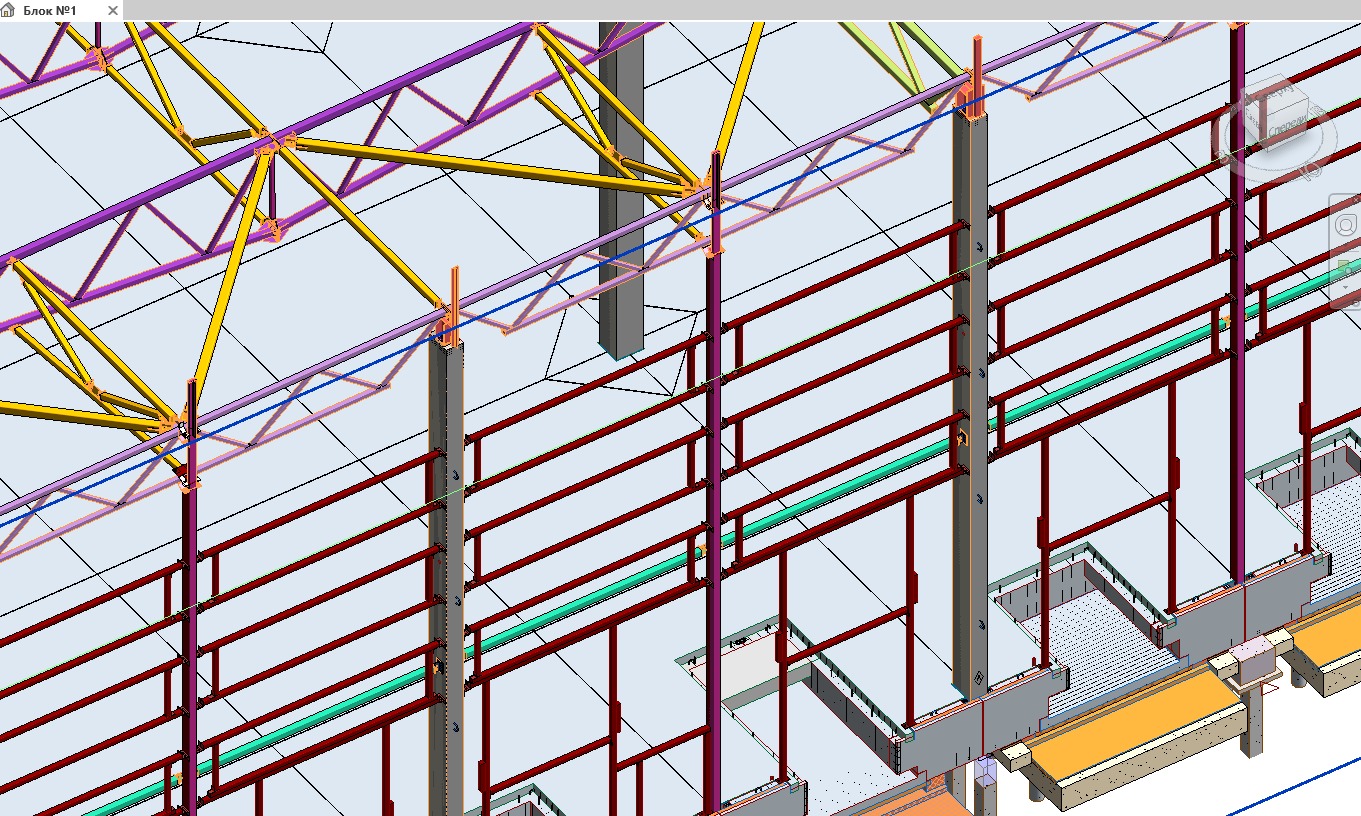 BIM-модель: многокомпонентный узел сопряжения балок и связей